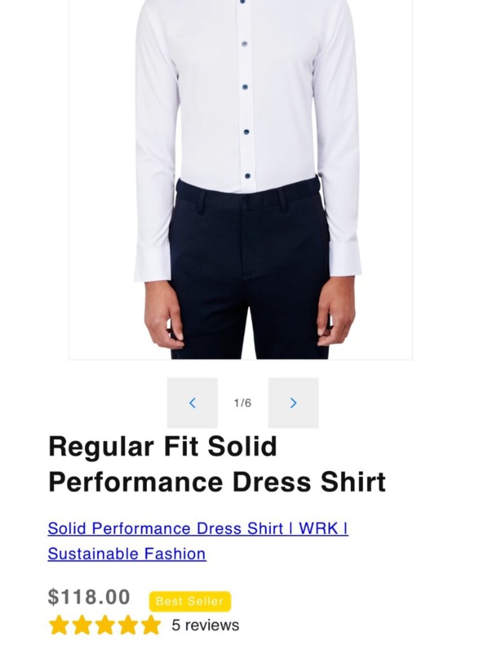 WRK White Men's Dress Shirt with Contrast Buttons 16.5 - Picture 11 of 11
